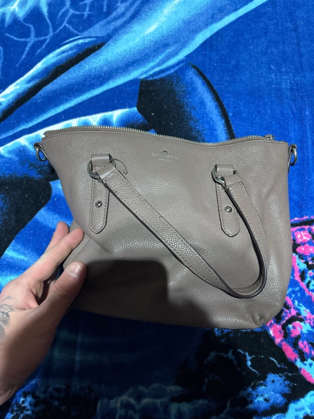 Kate Spade beige/tan pebbled leather satchel handbag